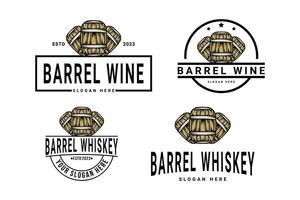 ensemble de baril whisky ancien logo conception vecteur modèle