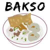Bakso indonésien nourriture dessin animé illustration vecteur