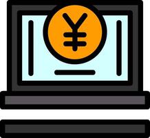 yen signe ligne rempli icône vecteur