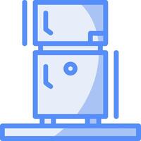 frigo ligne rempli bleu icône vecteur