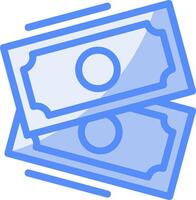 billet de banque ligne rempli bleu icône vecteur