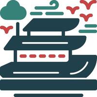 icône de deux couleurs de glyphe de yacht vecteur