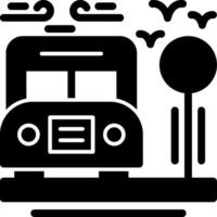 icône de glyphe d'arrêt de bus vecteur