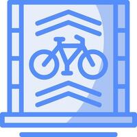 vélo voie ligne rempli bleu icône vecteur