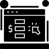 icône de glyphe de coût par clic vecteur