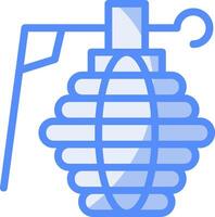 grenade ligne rempli bleu icône vecteur