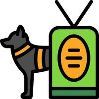 militaire chien étiquette ligne rempli icône vecteur