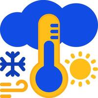 thermomètre en hausse plat deux Couleur icône vecteur