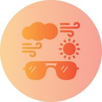 Soleil avec des lunettes de soleil pente cercle icône vecteur