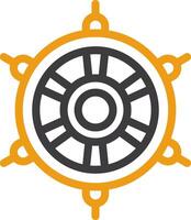 icône de deux couleurs de la ligne de roue nautique vecteur