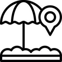 plage parapluie ligne icône vecteur