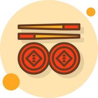 Sushi rempli ombre cercle icône vecteur