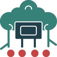 icône de deux couleurs de glyphe de cloud computing vecteur