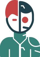 icône de deux couleurs de glyphe de robot humanoïde vecteur