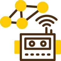 social la robotique Jaune mensonge cercle icône vecteur