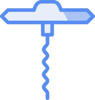 un tire-bouchon ligne rempli bleu icône vecteur