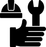 main avec outils glyphe icône vecteur