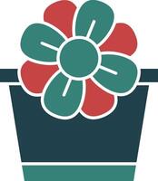 icône de deux couleurs de glyphe de pot de fleur vecteur