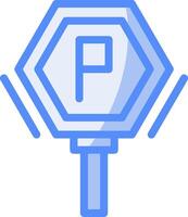 parking signe ligne rempli bleu icône vecteur