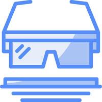 sécurité des lunettes de protection ligne rempli bleu icône vecteur