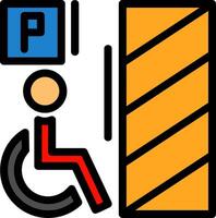 Accessible aux fauteuils roulants parking ligne rempli icône vecteur
