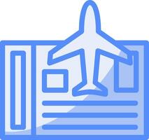 avion billet ligne rempli bleu icône vecteur