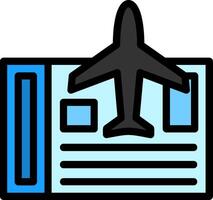 avion billet ligne rempli icône vecteur