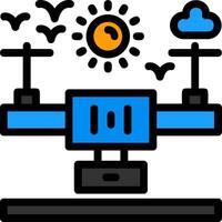 icône remplie de ligne de drone vecteur