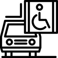 voiture avec fauteuil roulant symbole ligne icône vecteur