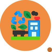 vert recyclage centre plat ombre icône vecteur