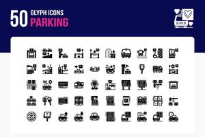 50 parking glyphe icône feuille vecteur