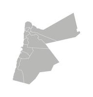 vecteur isolé illustration de simplifié administratif carte de Jordan. les frontières de le gouvernorats, Régions. gris silhouettes. blanc contour.