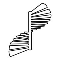 spirale escalier circulaire escaliers contour contour ligne icône noir Couleur vecteur illustration image mince plat style