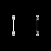 pièce câble chemin corde ethernet La technologie rj45 net concept ensemble icône blanc Couleur vecteur illustration image solide remplir contour contour ligne mince plat style