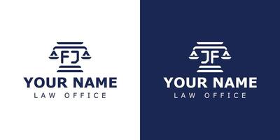 des lettres fj et jf légal logo, adapté pour avocat, juridique, ou Justice avec fj ou jf initiales vecteur