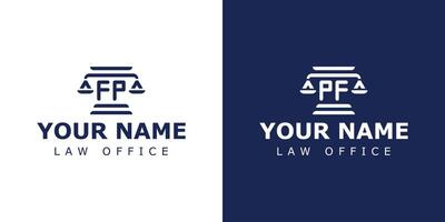 des lettres fp et pf légal logo, adapté pour avocat, juridique, ou Justice avec fp ou pf initiales vecteur