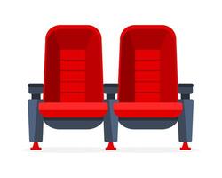 cinéma film théâtre rouge chaises. rétro cinéma fauteuil. vecteur illustration