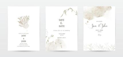 botanique feuilles aquarelle mariage invitation modèle cartes ensemble vecteur