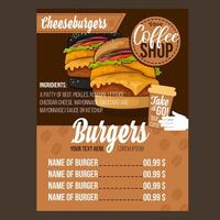 des hamburgers menu illustrateur ouvrages d'art modèle vecteur