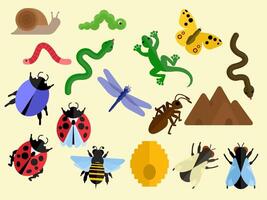 une collection de insectes et reptiles vecteur