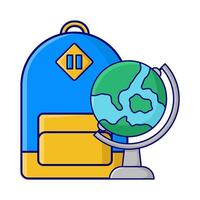 sac à dos école avec globe illustration vecteur