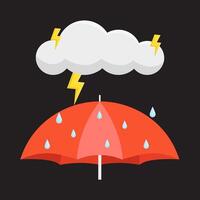 pluie foudre avec parapluie illustration vecteur