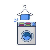 la lessive machine avec serviette pendaison illustration vecteur