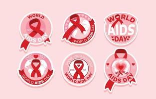 collection d'autocollants de la journée mondiale du sida vecteur