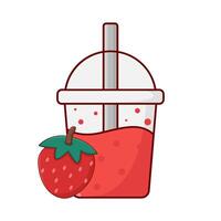 tasse fraise jus avec fraise fruit illustration vecteur