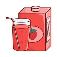 boîte fraise jus avec verre fraise jus illustration vecteur