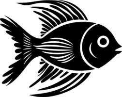 poisson ange - noir et blanc isolé icône - vecteur illustration