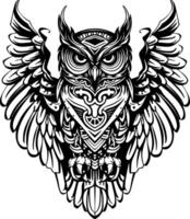 hibou, noir et blanc vecteur illustration