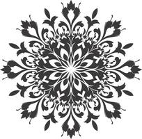 ai généré silhouette mandala fleur flocon de neige en forme de noir Couleur seulement vecteur