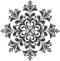 ai généré silhouette mandala fleur flocon de neige en forme de noir Couleur seulement vecteur